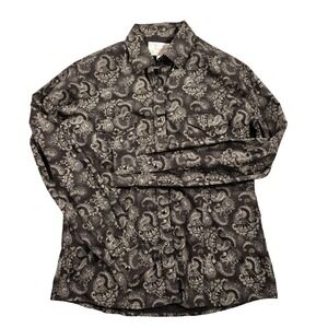 Panhandle Shirt Womens Small Black Gray Paisley Pearl Snap‎ Western Long Sleeve